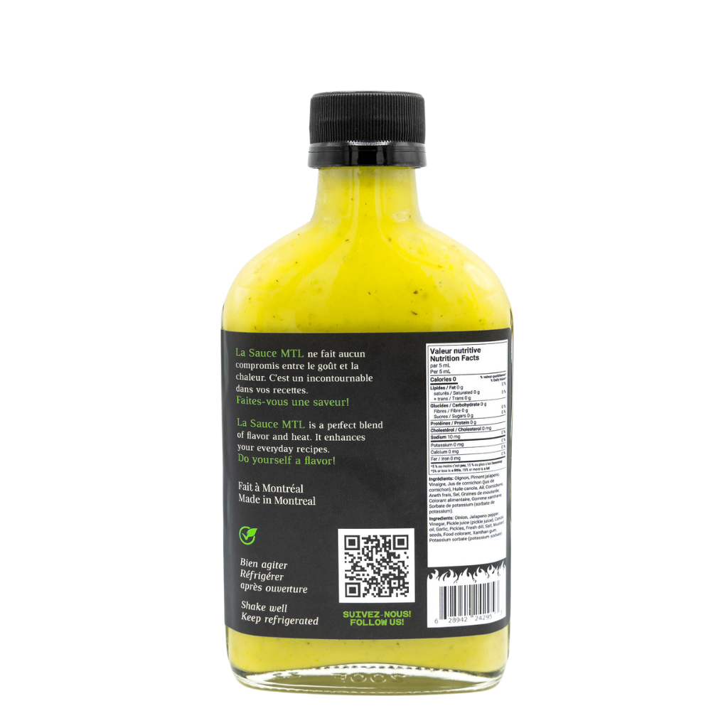 Ingrédients Jalapeno et aneth La Sauce MTL